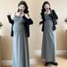 Autumn New Korean Fashion Polka Dot Long Strap + Cardigan Two-Piece Maternity Dress_ecoleips.com
