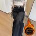 New Autumn And Winter Korean-style Jeans, Fleece-lined, Thickened, High-waisted, Slimming, Loose-fitting, With A_ecoleips.com
