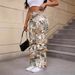 Women's Printed Cargo Pants - Mid-Rise Stretch Denim With Artistic Floral Design (S-2XL, Comfort Fit For Work & Weekend)_ecoleips.com