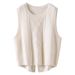 K New Women's Fashion Loose Round Neck Sleeveless Cardigan Short Knitted Sweater Vest;_ecoleips.com