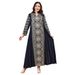 Women's Abaya Muslim Ethnic Robe V Neck Beaded Long Sleeved Banquet Evening Dress_ecoleips.com