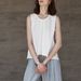 Elegant Women's Pure Linen Vest Sleeveless round Neck Camisole with Front Pleated Design Solid Color High Quality_ecoleips.com