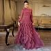 Elegant Flounce Sleeve Bodycon Dress With Waist Accent For Women – A-Line Long Formal Gown With Lace Collar_ecoleips.com