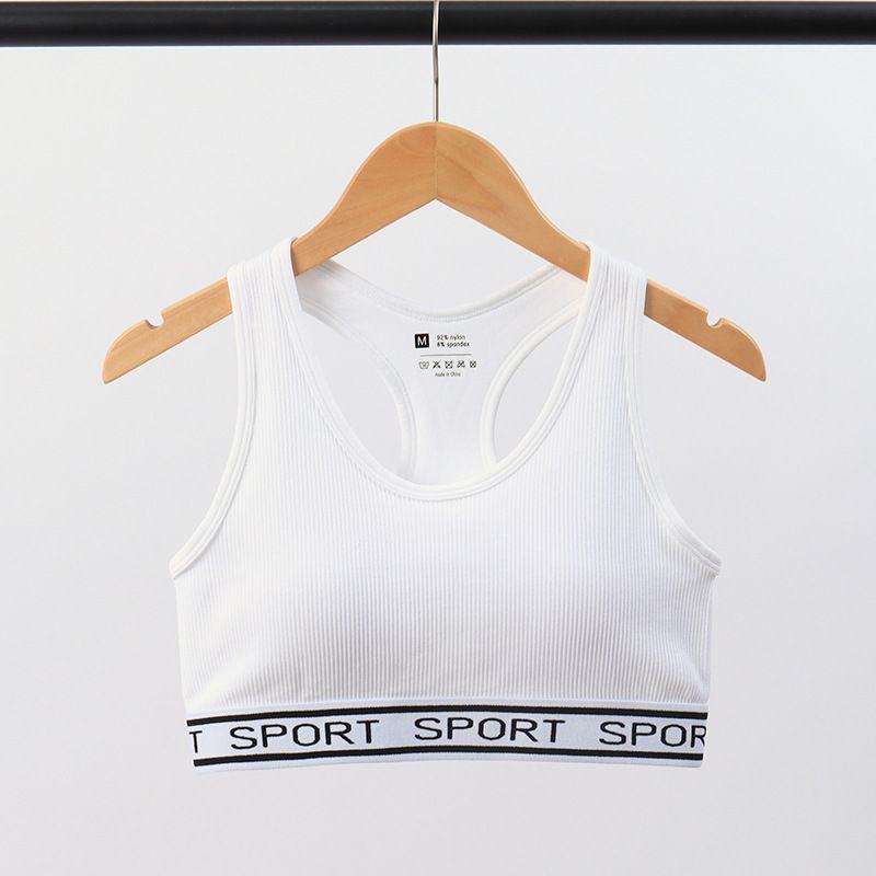 Women's Clothing Sports Bra High Strength Shockproof Outdoor Running Fitness Gathered Shaping No Steel Ring Letter Vest Beautiful Back Bra_ecoleips.com