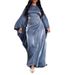 Voya Voya European American Foreign Trade Women's Clothing Cross-border Autumn Round-neck Shimmering Robe With Bat Sleeves,_ecoleips.com