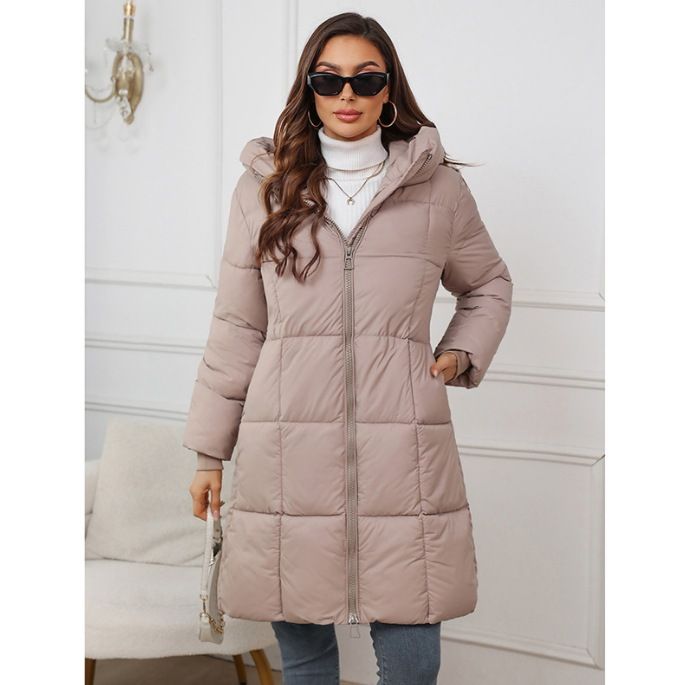 Elegant Long Hooded Coat For Women – Slim Fit Winter Jacket With Waist Belt (S-XXXL, 5 Colors)_ecoleips.com