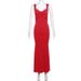 Elegant Sleeveless Bodycon Dress for Women Low-Cut Wrap Neckline Slim Fit Long Dress Elegant Women's Fashion_ecoleips.com