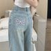 Vintage Embroidered Straight-Leg Jeans For Women, 2025 Spring New High-Waisted Wide-Leg Slim Design Loose Floor-Length_ecoleips.com