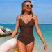Women's Clothing American Style One Piece Swimsuit For Women Solid Color Slim Fit Sexy Sporty Bikini Swimwear_ecoleips.com