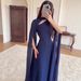 Elegant Navy Blue Maxi Dress Long Sleeve A-Line Stretch Polyester Casual And Formal Wear Defined Waist Versatile XS to XXXL_ecoleips.com