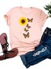 European And American Cross-border Foreign Trade Clothing Butterfly Pattern Round Neck Printed Women's Short-sleeve_ecoleips.com