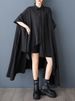 Irregular Oversized Polka Dot Vintage Shirt Dresses For Women 2025 Summer Short Sleeve Casual Loose Midi Dress Fashion Clothing_ecoleips.com