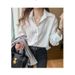 Spring Women's Clothing Women's Niche Top Retro Hong Kong Flavor White Striped Shirt Design Sense Light And Familiar Stacked Shirt_ecoleips.com