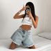 Women's Clothing Denim Shorts Hot Girl Jeans Loose Casual Pants Raw Edge Shorts_ecoleips.com