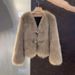Cold Department High-end Environmentally Friendly Fur Top Women's Winter New Horn Buckle Short Coat_ecoleips.com