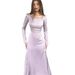 Elegant Satin Long-Sleeve Bodycon Dress With Rhinestone Accents & Lace-Up Detail – Light Purple For Spring & Evening Occasions_ecoleips.com