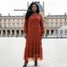 Plus Size African Style Women's Dress Floral Sleeve 3D Flower Decoration Pleated Beaded Design New_ecoleips.com