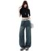 2026 Spring New Style Starry Rhinestone American Retro Straight Wide-Leg Jeans For Women, Loose High-Waisted Slimming_ecoleips.com