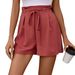 Summer Hot Shorts, Fashionable, Casual, Refreshing, Comfortable, High Waisted, Solid Color Shorts For Women_ecoleips.com