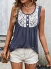 Women's Clothing Summer Casual Sleeveless Stitching Printed Button Top New Style_ecoleips.com