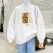 Women's Fleece Lined Crew Neck Sweatshirt plus Size Hong Kong Style Retro Thickened Top for Autumn Winter Spring New Arrival_ecoleips.com