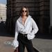 Women's French Style Patchwork Floral Blouse Long Sleeve Cotton Lapel Versatile Cardigan Top White Elegant Fashion for All Seasons_ecoleips.com