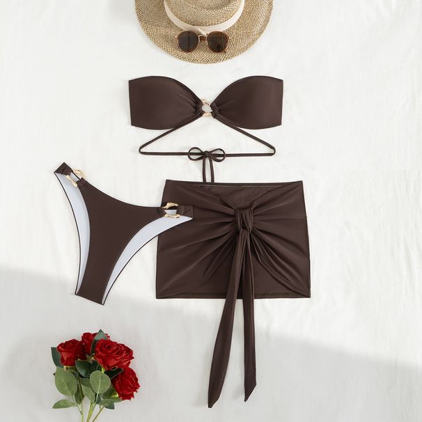 Women's Clothing Three Piece Sexy Bikini Women's Tube Top New Backless Lace Up_ecoleips.com