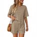 European And American Style Women's Knitted Striped Fashion Casual Shorts Sports Suit Summer New Arrivals Cross Border Clothing for Women_ecoleips.com