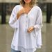 Women's Clothing Neck Three Quarter Sleeve Casual Chiffon Top Metal Zipper Loose Casual Top_ecoleips.com
