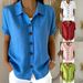 Summer Solid Color Women's Short Sleeve Button Up Top New Arrival Style_ecoleips.com