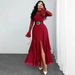 Women's Sexy Elegant Semi High Neck Slim Fit Long Skirt Dress With Slit For Banquet Spring Autumn New_ecoleips.com
