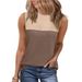 Women's Clothing Women's Sleeveless Tank Top Color Block Round Neck Summer Casual Basic Vest_ecoleips.com