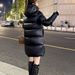 "Black & Gold Mid-Length Down Coat For Women & Men - Windproof Winter Jacket With Detachable Hood, Ultra-Warm Duck Down Slimming Silhouette_ecoleips.com