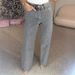 Aria Basics Foreign Trade European And American Women's Full Rhinestone Washed Jeans High Waist Straight Sexy Long Pants_ecoleips.com