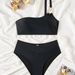 Slimming High-Waist Two Piece Swimsuit for Women European And American Style Single Shoulder Metal Buckle Design New 2026_ecoleips.com