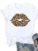 European And American Cross-border Foreign Trade Women's Clothing, Sexy Lips Print Round-neck Short-sleeve T-shirt Top_ecoleips.com