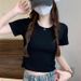 A Retro And Stylish Short-Sleeved T-Shirt With A Crop Top And A Hollowed-Out Back Design For Women In Summer_ecoleips.com