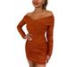 Bestselling Off-Shoulder Cross-Border Sexy V-Neck Long Sleeve Evening Elegant Waist-Cinching Bodycon Short Dress_ecoleips.com