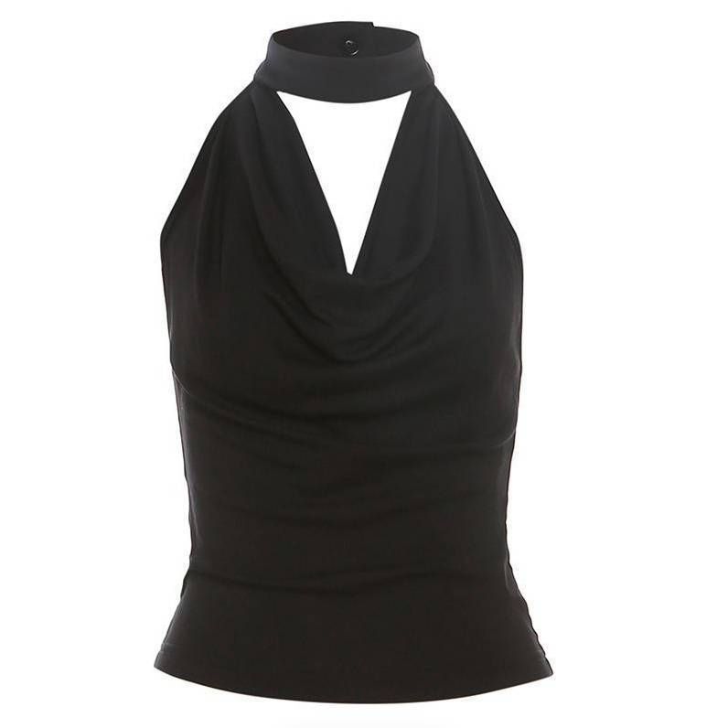 Thai-style European American New T-shirt With A Vintage Feel, 2024 Slim-fit Halter Neck Camisole For Women, Sweet And_ecoleips.com