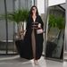Verve Mq090 Modest Fashion Cardigan With Leather Buttons Abaya Turkish Color Block Long Robe For Outerwear Arabic_ecoleips.com