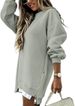 Women's Spring Autumn Fashion Splicing Side Zipper Design Sweatshirt Round Neck Long Sleeved Mid Length Irregular Tops_ecoleips.com