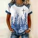 Women's Waffle Print Short Sleeve T-Shirt 3D Digital Print Loose Fit round Neck Casual Tee for Streetwear And Travel_ecoleips.com