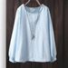 Plus Size Women's Long Sleeve Casual Shirt – Oversized Relaxed Fit Solid Color Blouse, Comfortable & Stylish_ecoleips.com