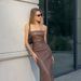 High-Slit PU Leather Bodycon Dress – Strapless Sleeveless Bandage Dress For Night Out & Club (Burgundy/Tan/Black, S-L)_ecoleips.com