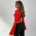 Sexy & Sweet Lace Trim V-Neck Long Sleeve Top – Flared Sleeve Bodycon Blouse For Date Night & Party Body-Hugging Fit_ecoleips.com