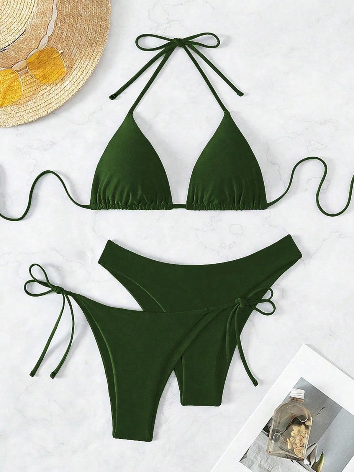 Women's Clothing Trendy Printed Halter Neck Suspenders Sexy Bikini Split System Strap Hot Spring_ecoleips.com