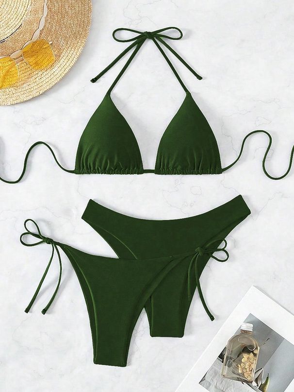 Women's Clothing Trendy Printed Halter Neck Suspenders Sexy Bikini Split System Strap Hot Spring_ecoleips.com