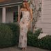 Elegant Sexy Retro Botanical Print Bodycon Dress Oil Painting Style Women's Clothing Set_ecoleips.com