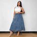 Plus Size A-Line Denim Skirt With Layered Hem - High Waist Summer Casual Skirt For Women, Streetwear Staple In Light Blue_ecoleips.com