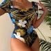 Women's Floral Print One Piece Swimsuit Triangle Design Cross Strap Bikini Swimwear European American Style Summer Vacation_ecoleips.com